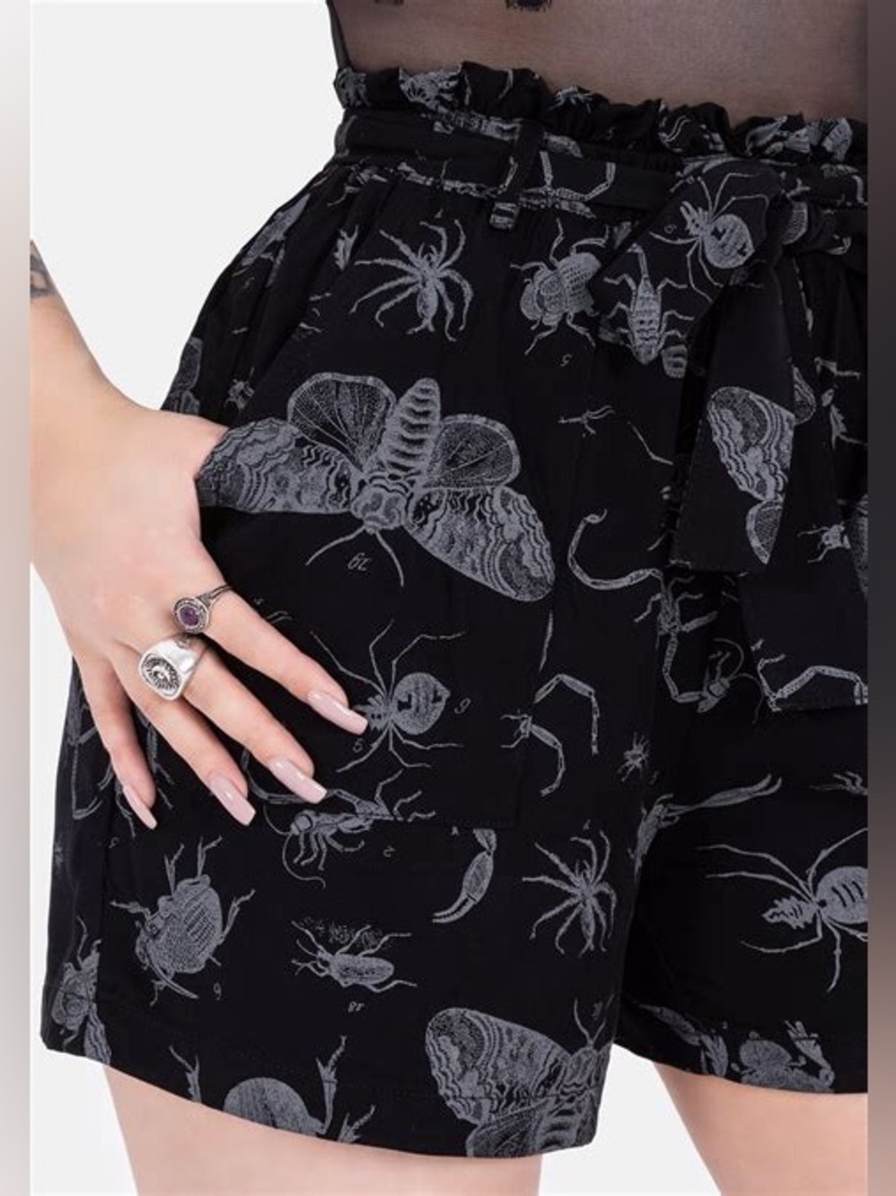 Disturbia | Parasite Bugs Tie Waist Paperbag Shorts - Picture 3 of 4
